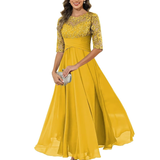 Olanthe | Elegant aftenkjole med blonde og chiffon
