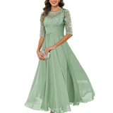 Olanthe | Elegant aftenkjole med blonde og chiffon