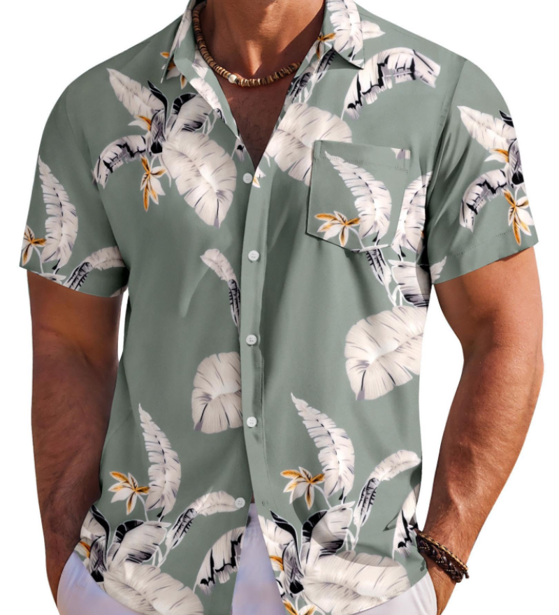 Jake | Herre Hawaii Skjorte med Tropisk Blomsterprint