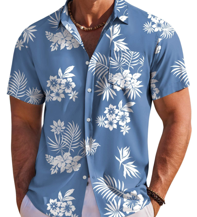 Jake | Herre Hawaii Skjorte med Tropisk Blomsterprint