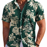 Jake | Herre Hawaii Skjorte med Tropisk Blomsterprint