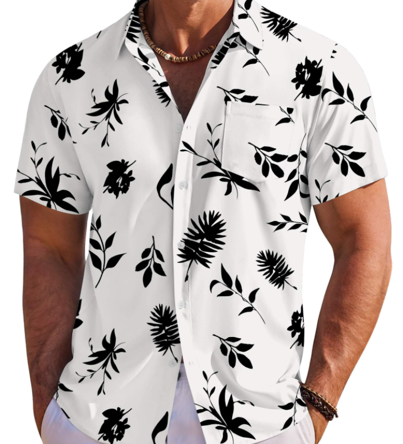 Jake | Herre Hawaii Skjorte med Tropisk Blomsterprint