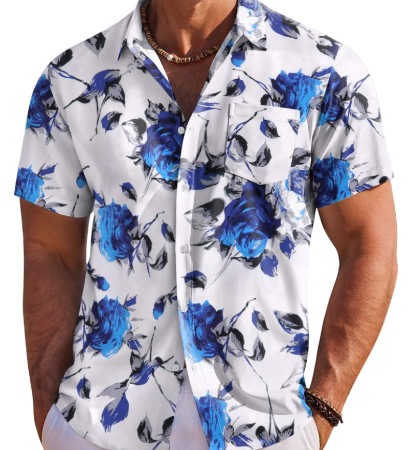 Jake | Herre Hawaii Skjorte med Tropisk Blomsterprint