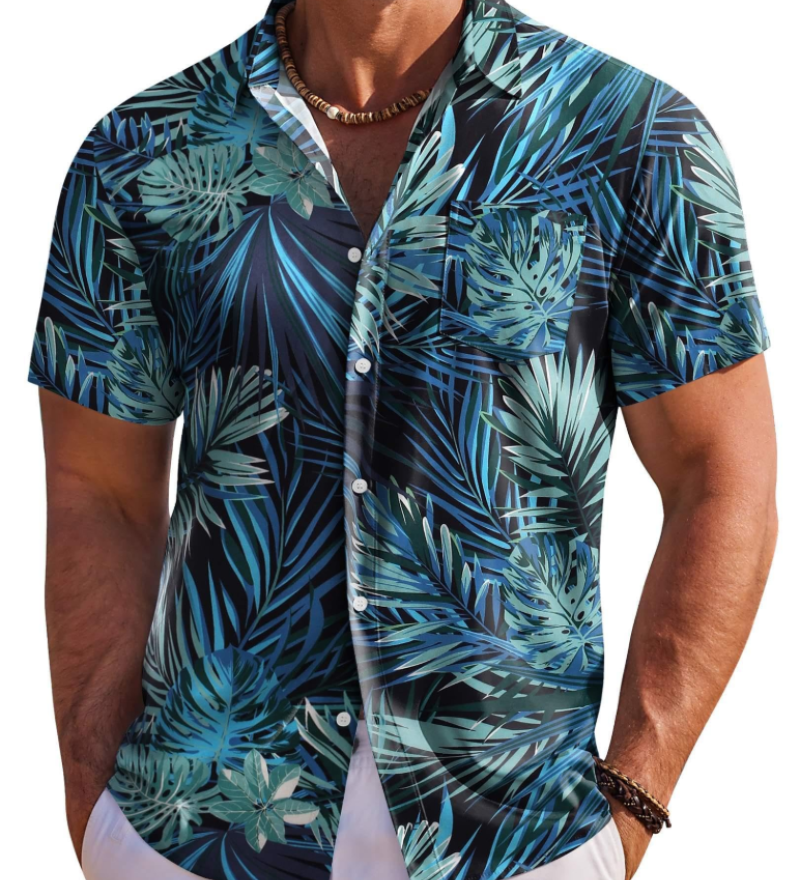 Jake | Herre Hawaii Skjorte med Tropisk Blomsterprint