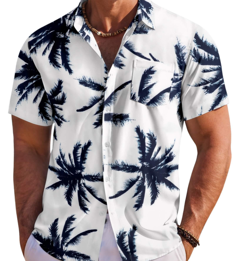 Jake | Herre Hawaii Skjorte med Tropisk Blomsterprint