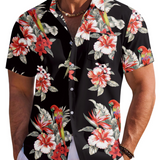 Jake | Herre Hawaii Skjorte med Tropisk Blomsterprint
