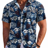 Jake | Herre Hawaii Skjorte med Tropisk Blomsterprint