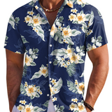 Jake | Herre Hawaii Skjorte med Tropisk Blomsterprint