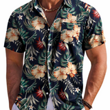 Jake | Herre Hawaii Skjorte med Tropisk Blomsterprint