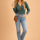 Natalie | Flatterende Wrap-Front V-Hals Langærmet Bluse