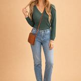 Natalie | Flatterende Wrap-Front V-Hals Langærmet Bluse