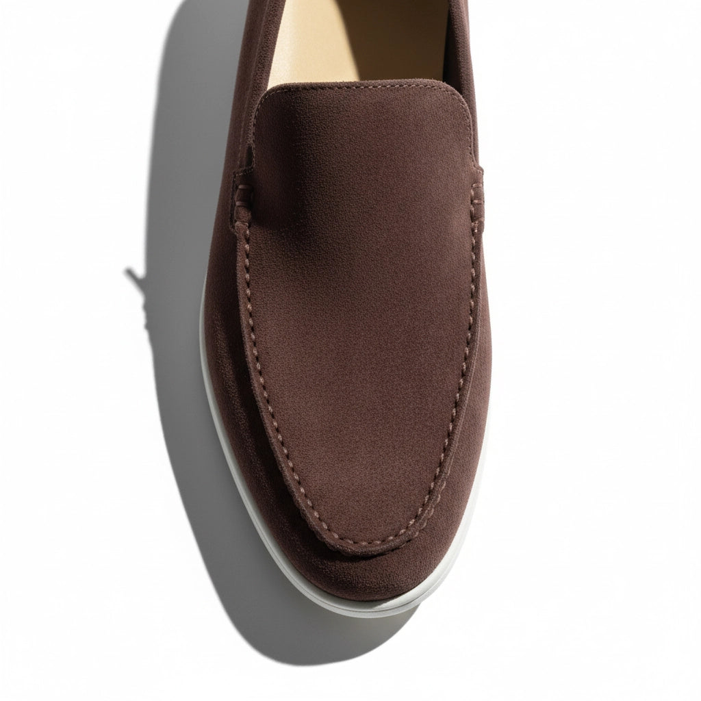 Loafers Herre i Velour-Look – Mokkasin Syning med Gummisål