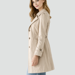 Dame trenchcoat med reverskrave, knapper og lange ærmer