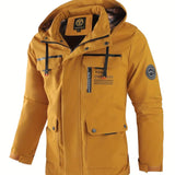 Herre vinterjakke med hætte, brystlommer og lynlås
