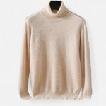 Herresweater med høj rullekrave, lange ærmer og ribkanter