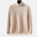 Herresweater med høj rullekrave, lange ærmer og ribkanter