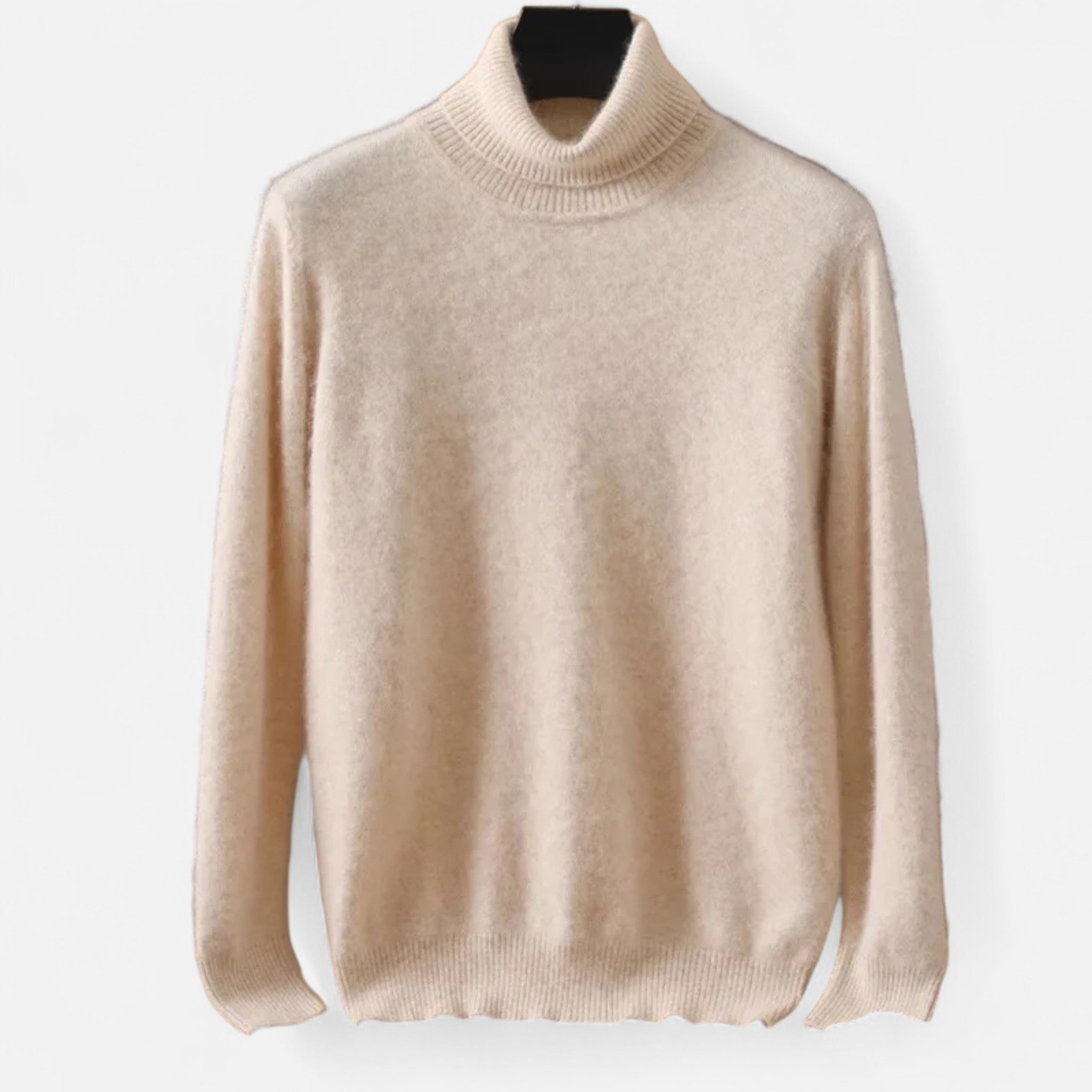 Herresweater med høj rullekrave, lange ærmer og ribkanter