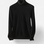 Herresweater med høj rullekrave, lange ærmer og ribkanter