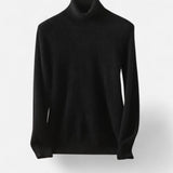 Herresweater med høj rullekrave, lange ærmer og ribkanter