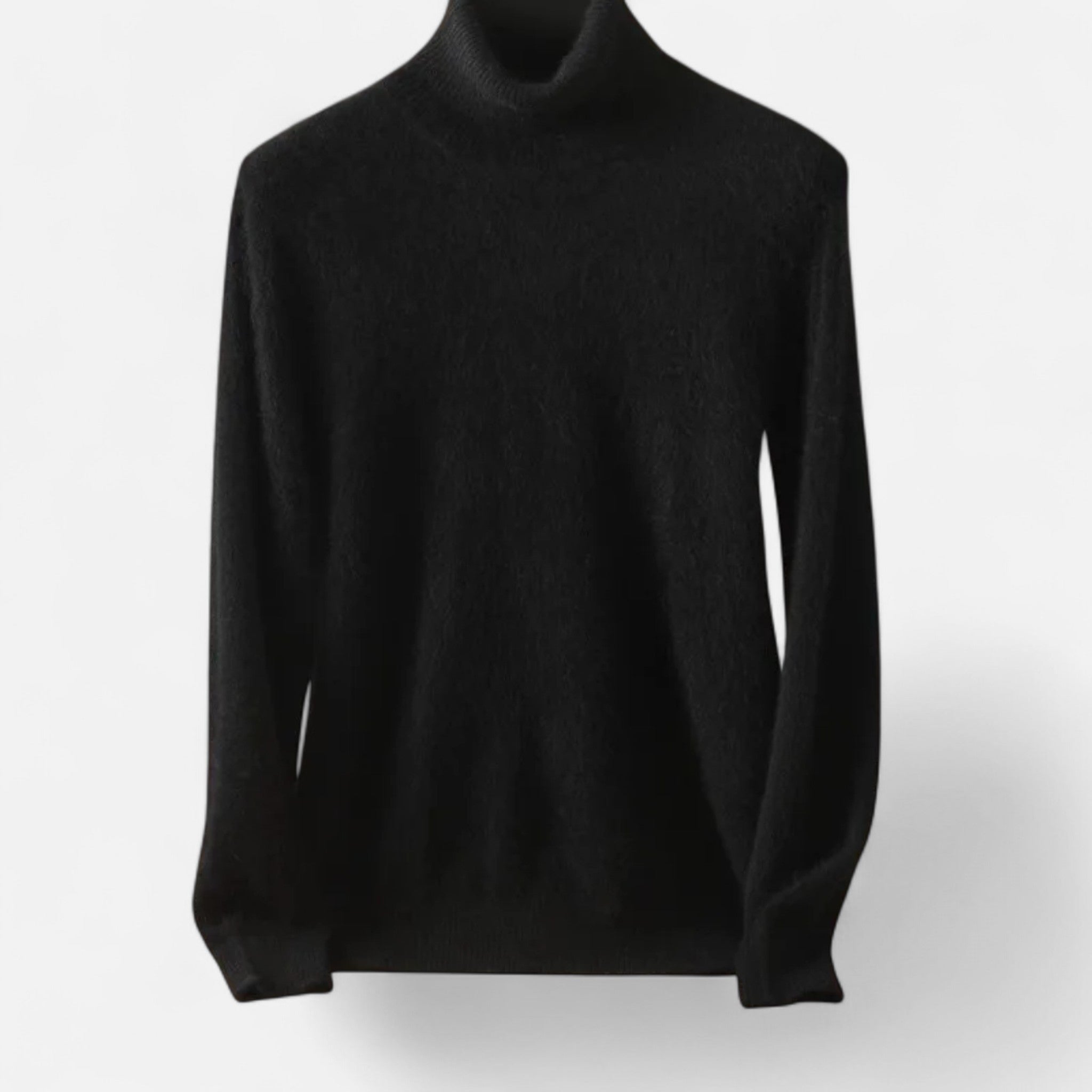 Herresweater med høj rullekrave, lange ærmer og ribkanter