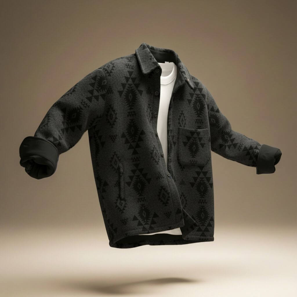 Veste homme à motif géométrique, col classique et manches longues