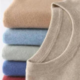 Herresweater med rund hals, lange ærmer og ribkanter