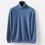 Herresweater med høj rullekrave, lange ærmer og ribkanter