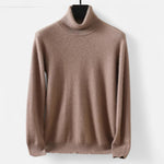 Herresweater med høj rullekrave, lange ærmer og ribkanter