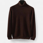 Herresweater med høj rullekrave, lange ærmer og ribkanter