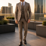 Costume trois pièces homme à deux boutons, gilet et pantalon