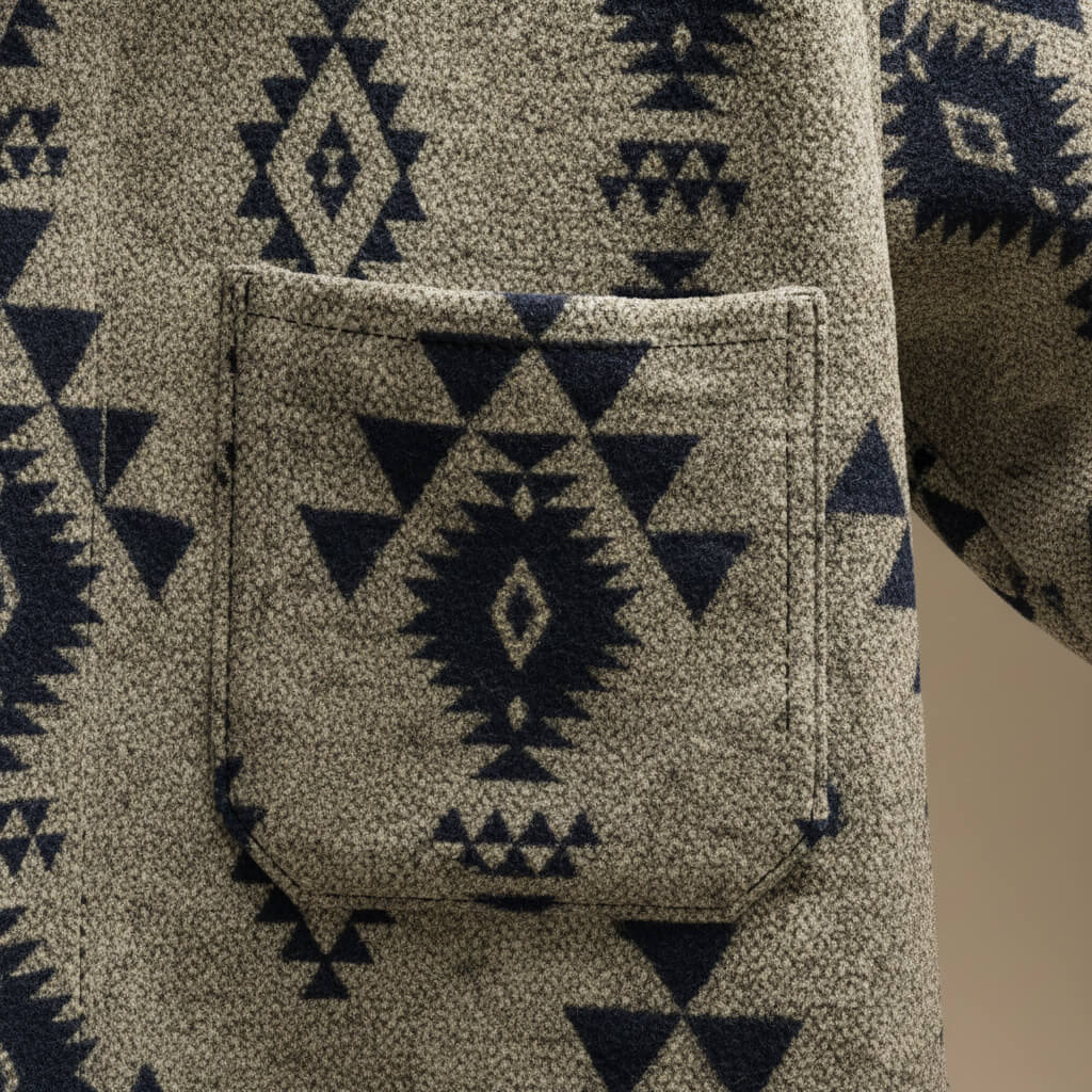 Veste homme à motif géométrique, col classique et manches longues