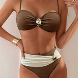 Bikini med gulddetaljer – Høj talje og elegant stil