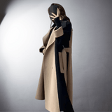 Dame Vinterfrakke Lang i Colorblock