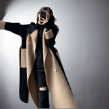 Dame Vinterfrakke Lang i Colorblock