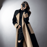 Dame Vinterfrakke Lang i Colorblock