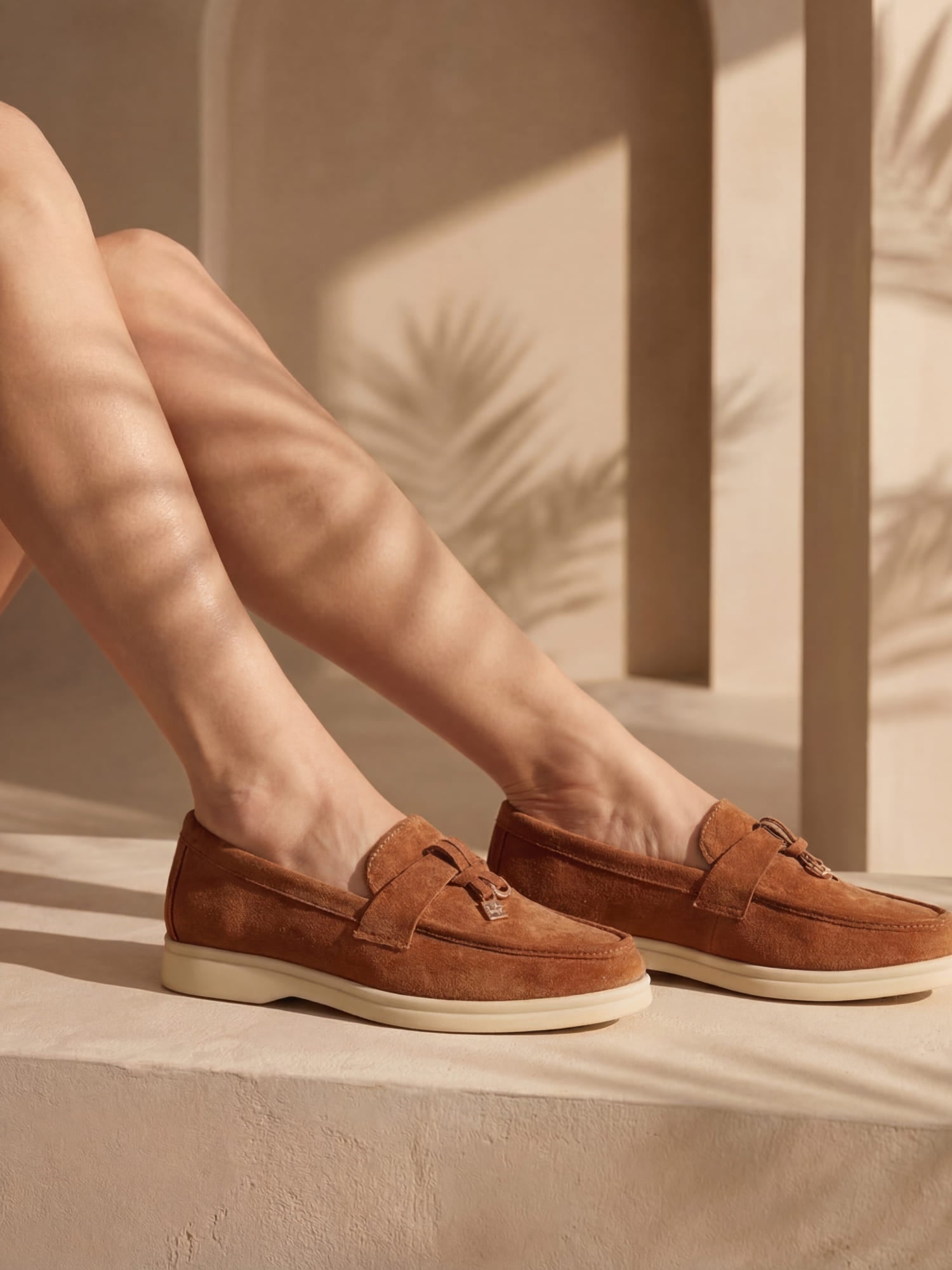 Dame loafers med spids tå og dekorativt metalspænde