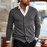 Magnus | Herre Langærmet V-Hals Cardigan Sweater