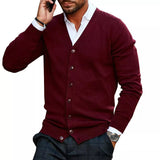 Magnus | Herre Langærmet V-Hals Cardigan Sweater