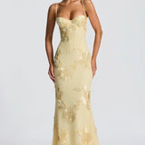 Dame Maxi Kjole – Figurbetonet Blonde Kjole Elegant Sommerkjole