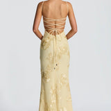 Dame Maxi Kjole – Figurbetonet Blonde Kjole Elegant Sommerkjole
