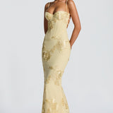 Dame Maxi Kjole – Figurbetonet Blonde Kjole Elegant Sommerkjole