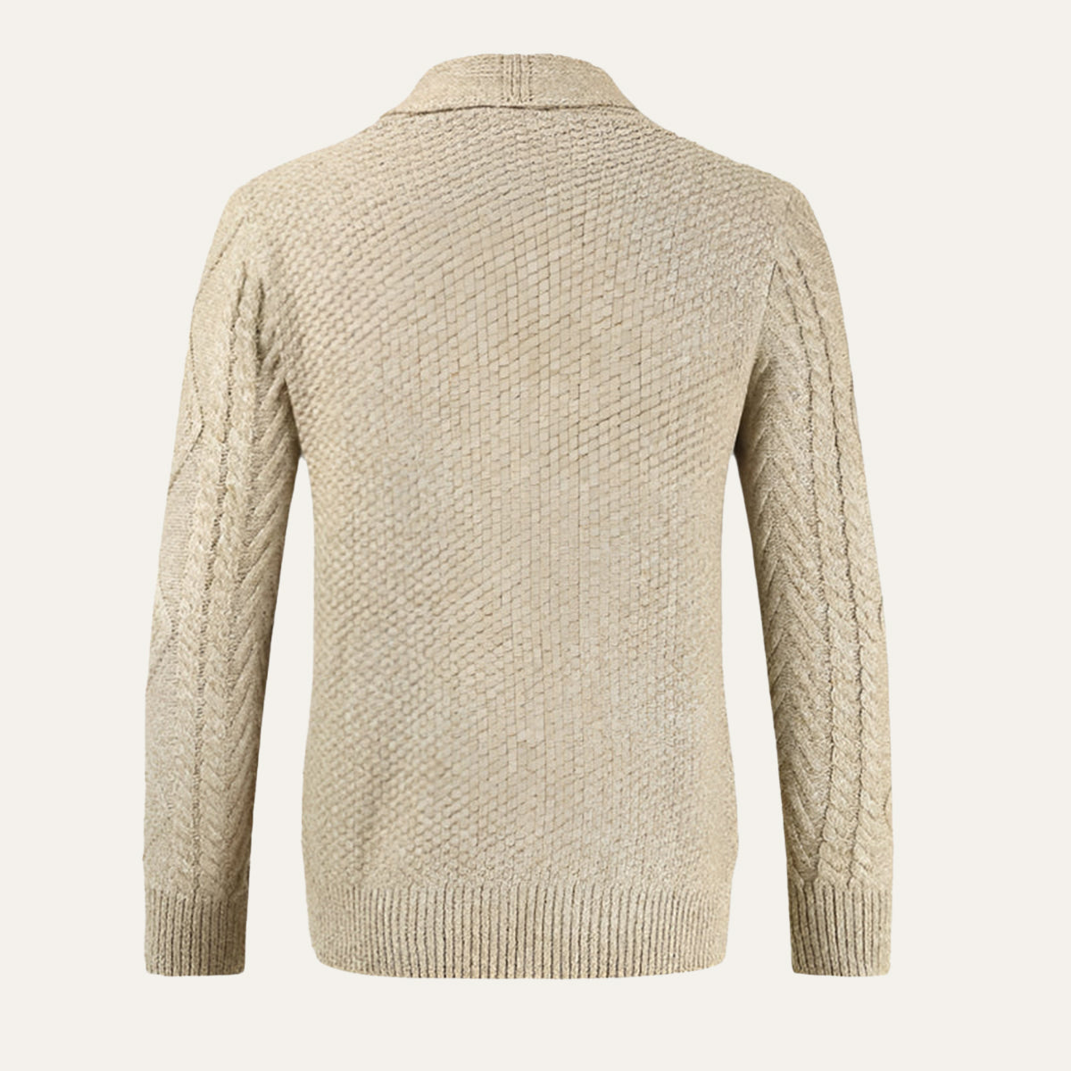 Herre cardigan med sjalskrave, knapper, lommer og strikket struktur