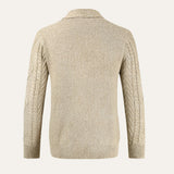 Herre cardigan med sjalskrave, knapper, lommer og strikket struktur
