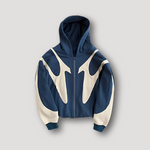 Herre hoodie med grafisk colorblock print og lynlås