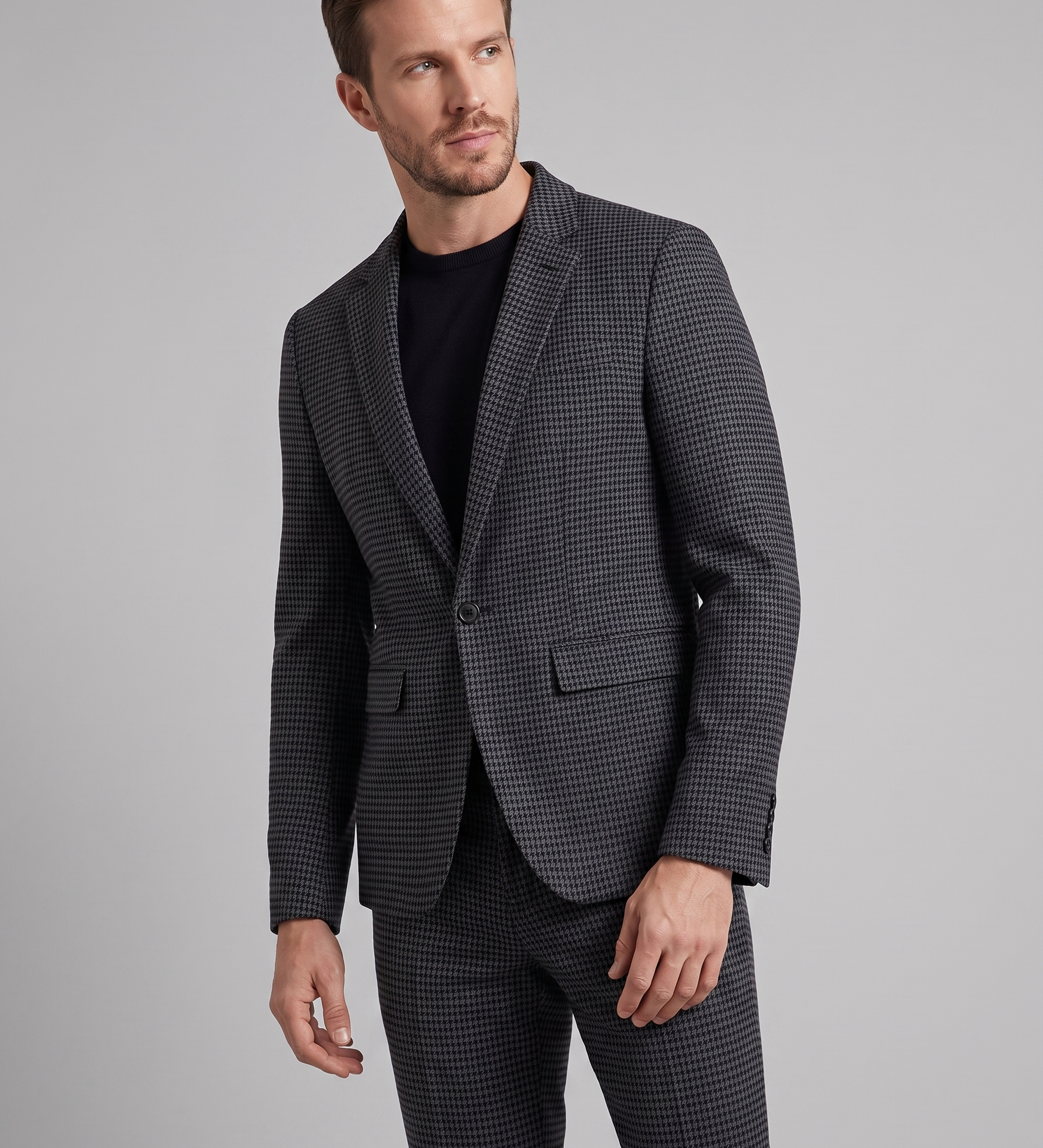 Costume homme ajusté à carreaux et revers crantés