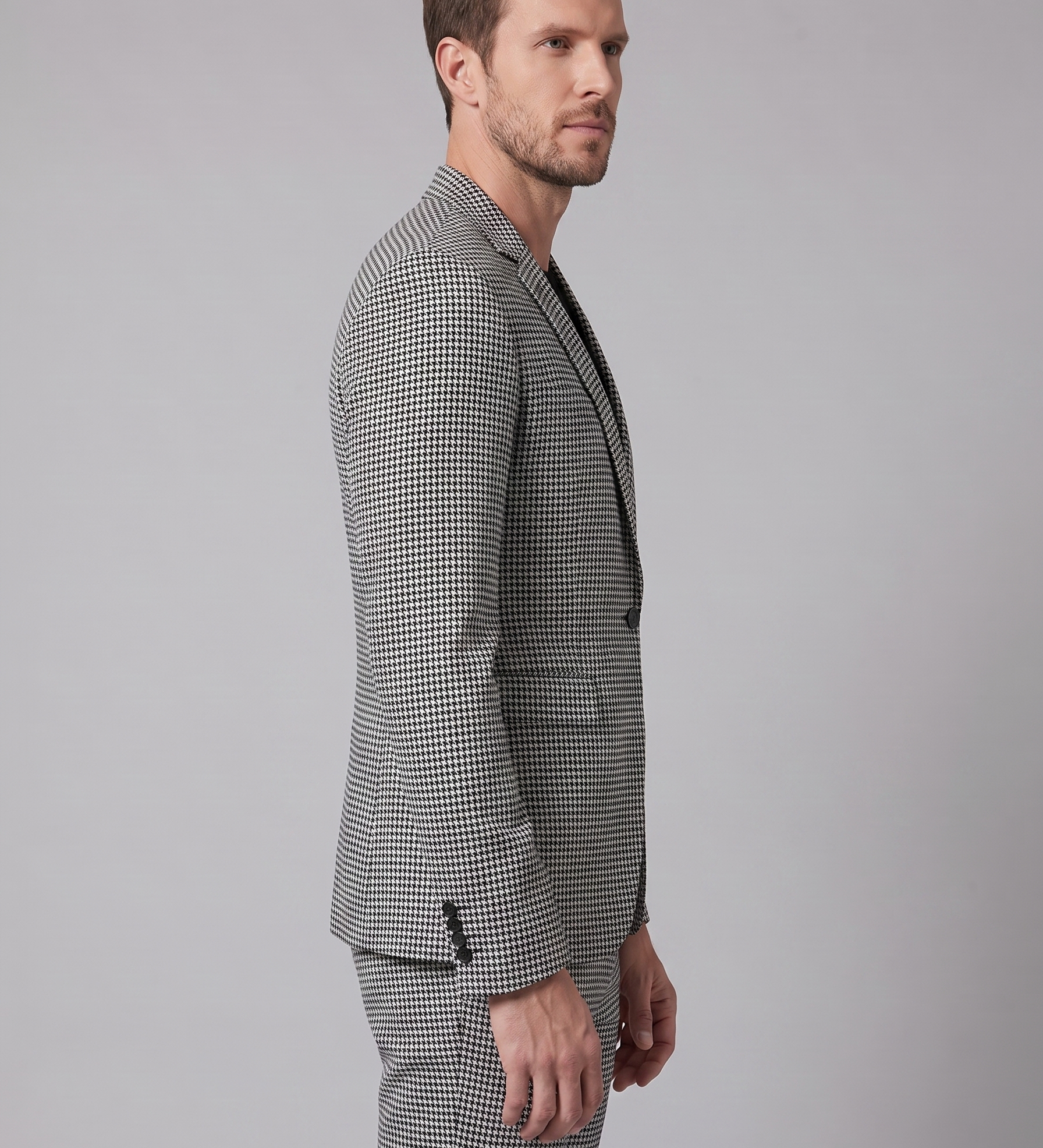 Costume homme ajusté à carreaux et revers crantés