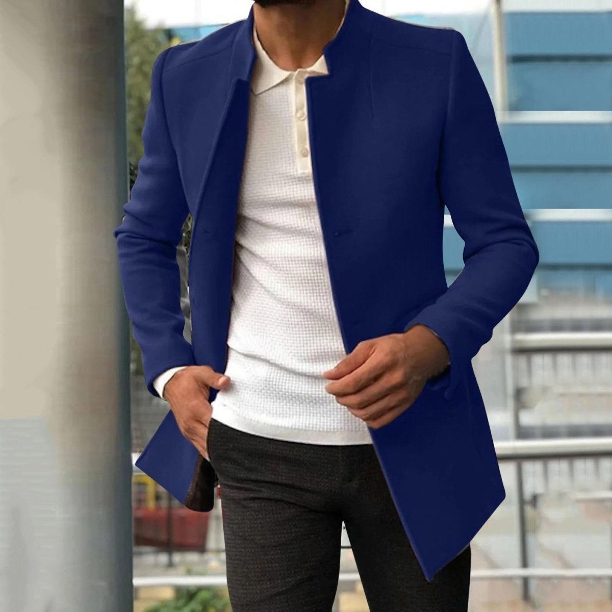 Elegant Overgangsfrakke Herre – Minimalistisk med Ren Silhuet