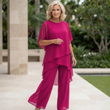 Rowena | Elegant Draperet Palazzo Bukser Sæt