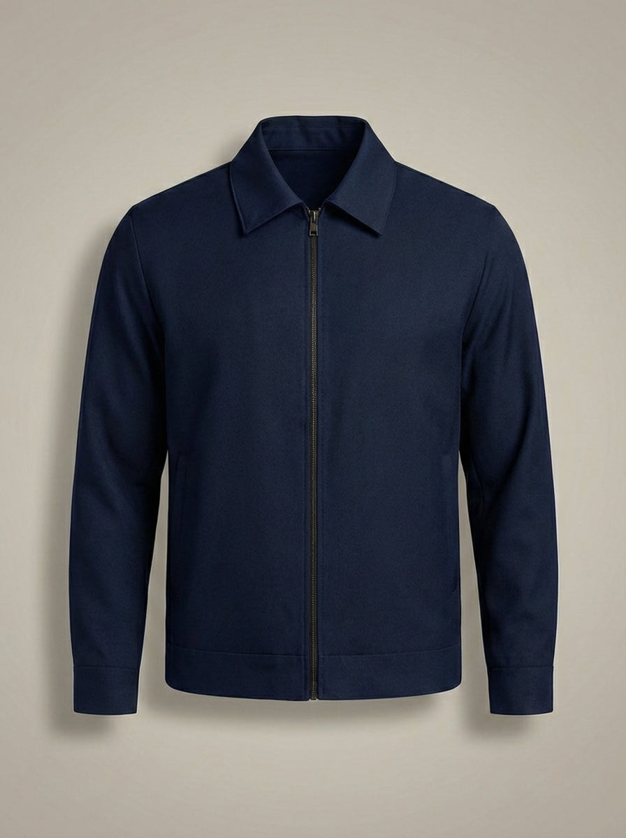 Herre Sommerjakke med Krave – Slim Fit med Lynlås