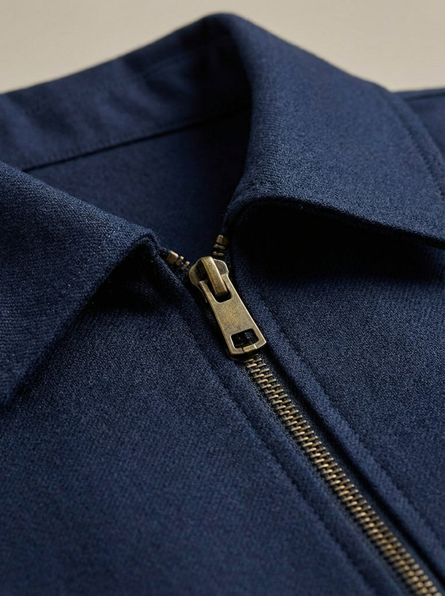 Herre Sommerjakke med Krave – Slim Fit med Lynlås